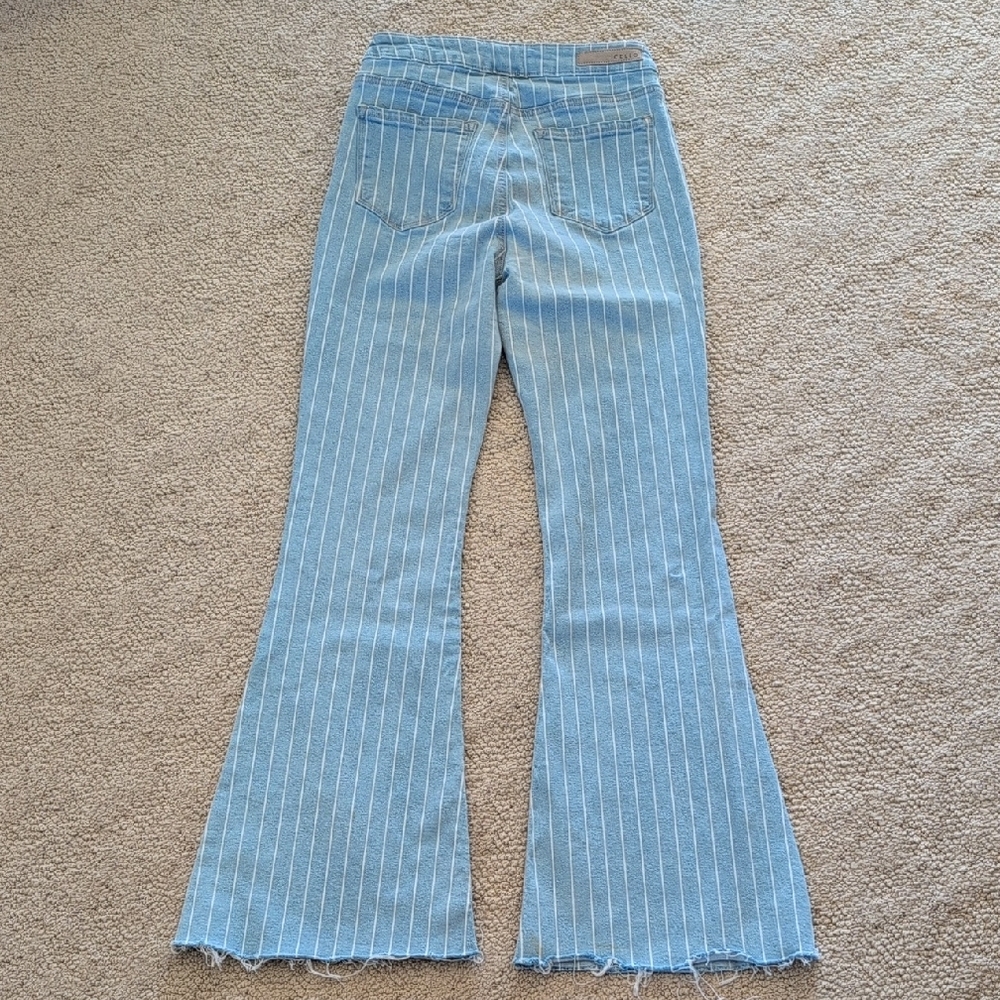 Cello High Rise Light Blue Striped Flare Jeans - Picture 4 of 6